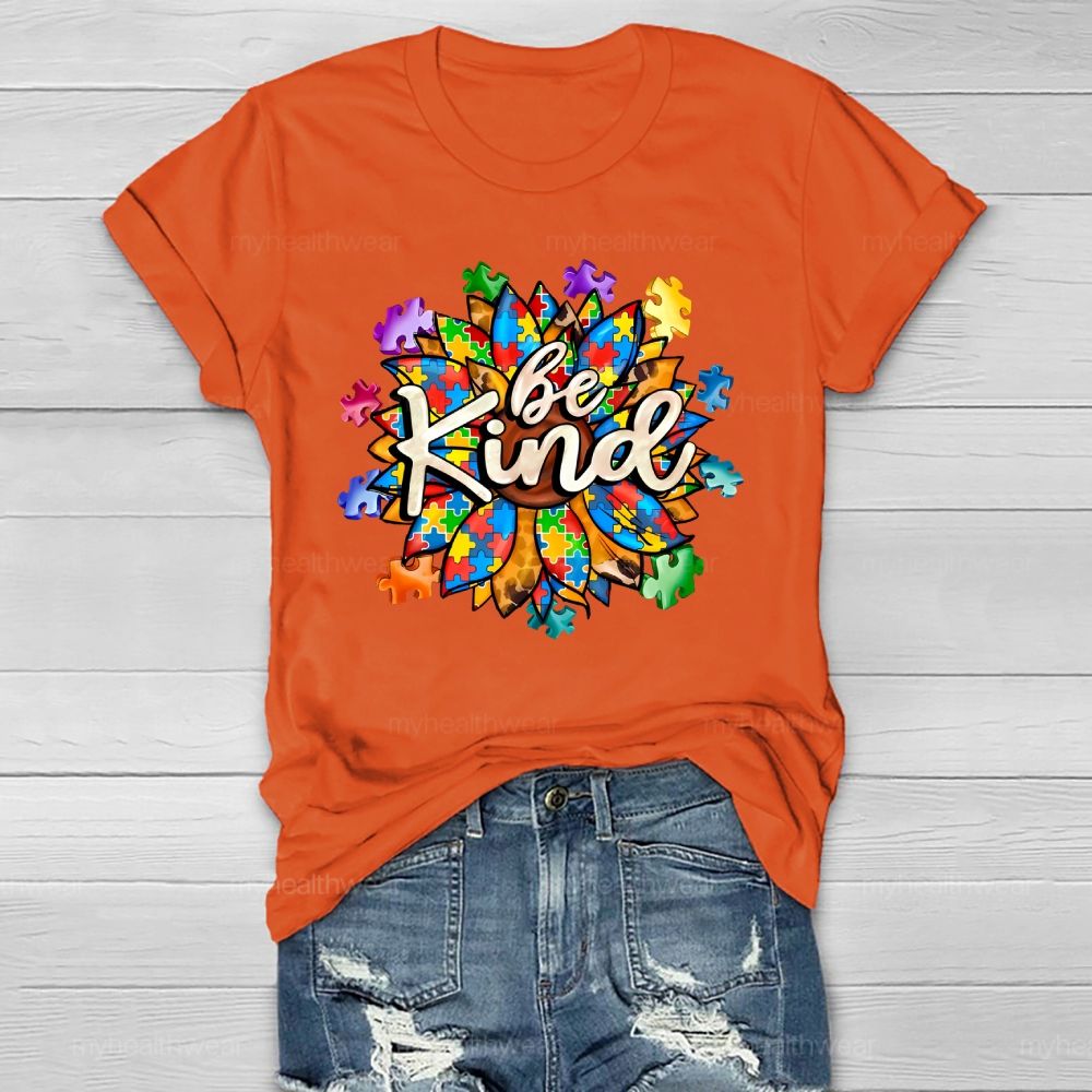Be Kind Sunflower Puzzle Healthwear T-shirt