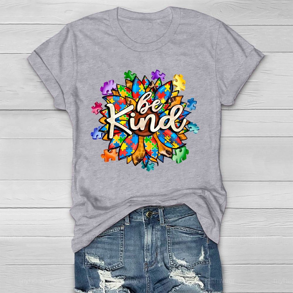 Be Kind Sunflower Puzzle Healthwear T-shirt