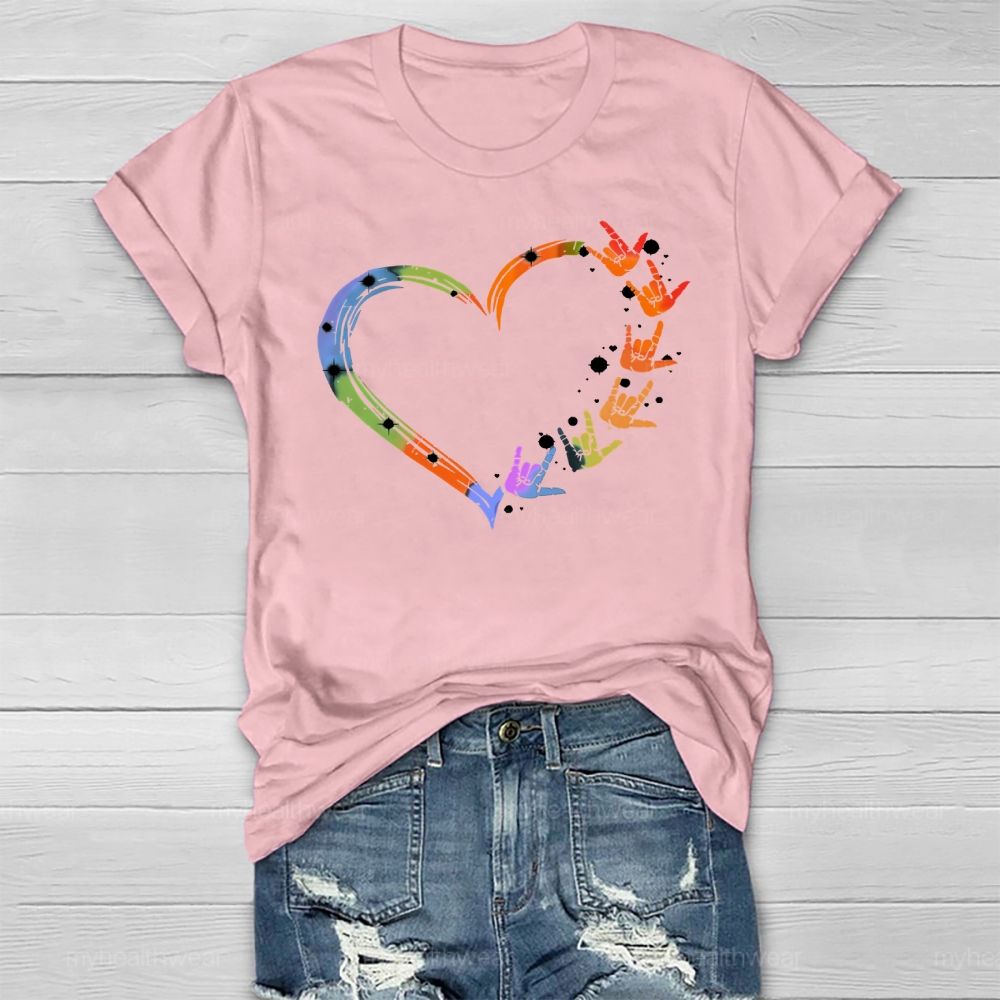 Gesture Colorful Heart Healthwear T-shirt