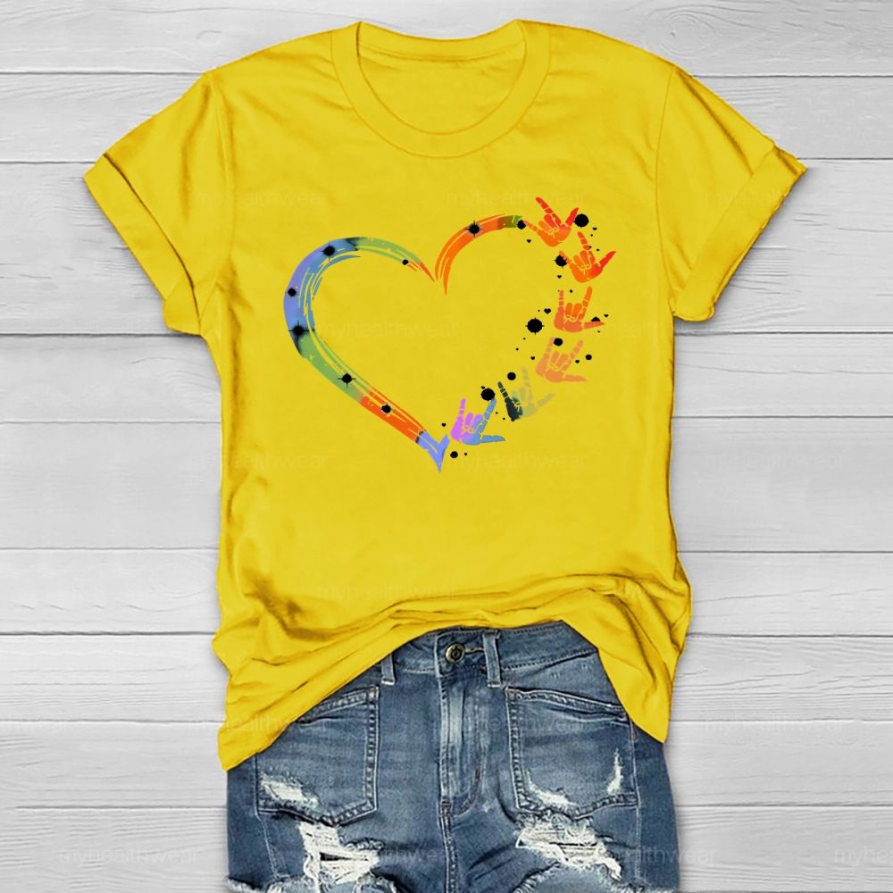 Gesture Colorful Heart Healthwear T-shirt