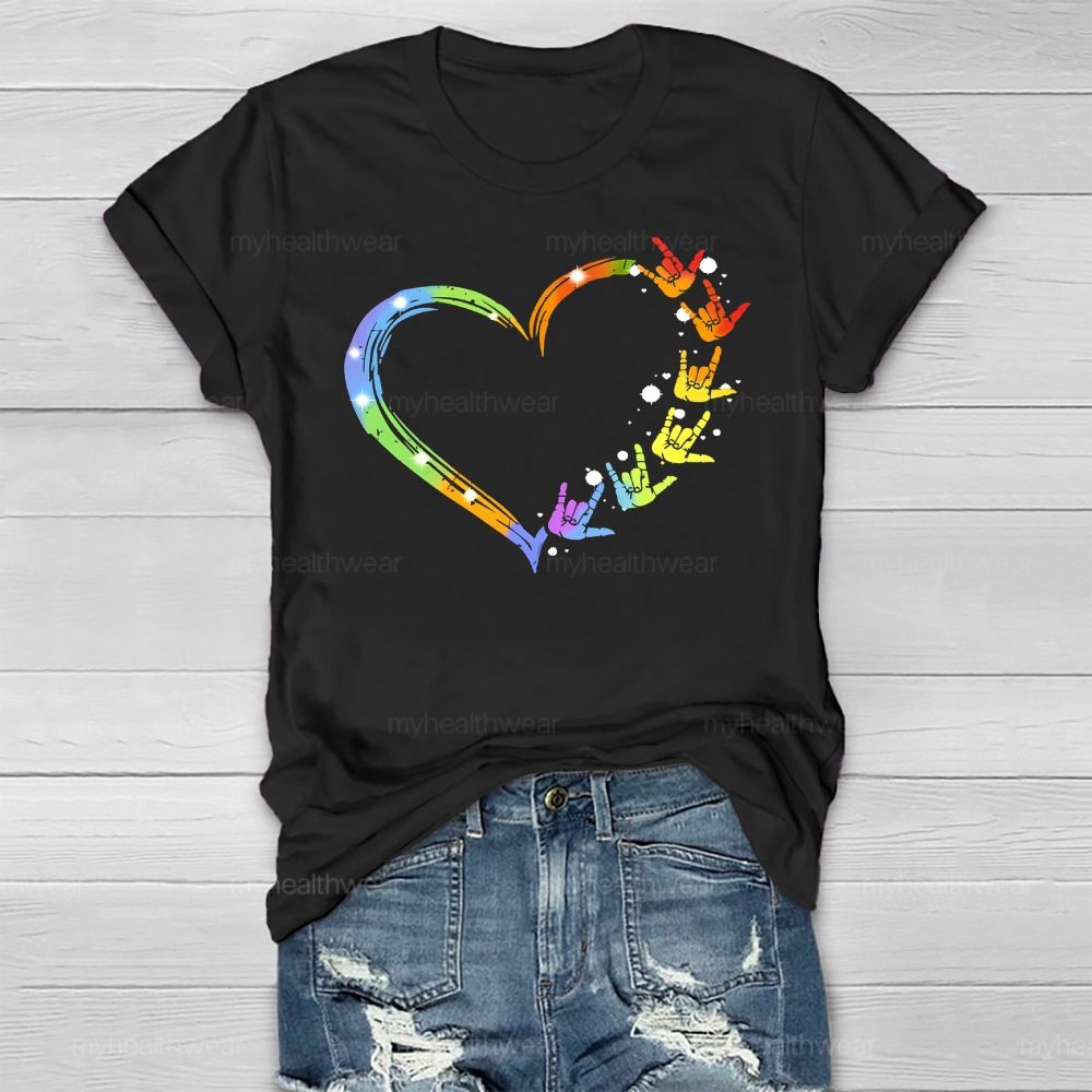 Gesture Colorful Heart Healthwear T-shirt