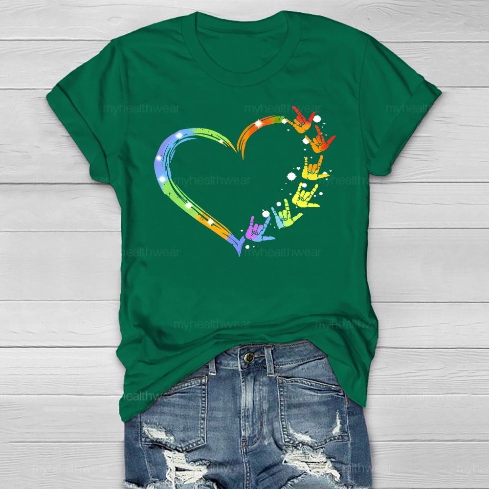 Gesture Colorful Heart Healthwear T-shirt