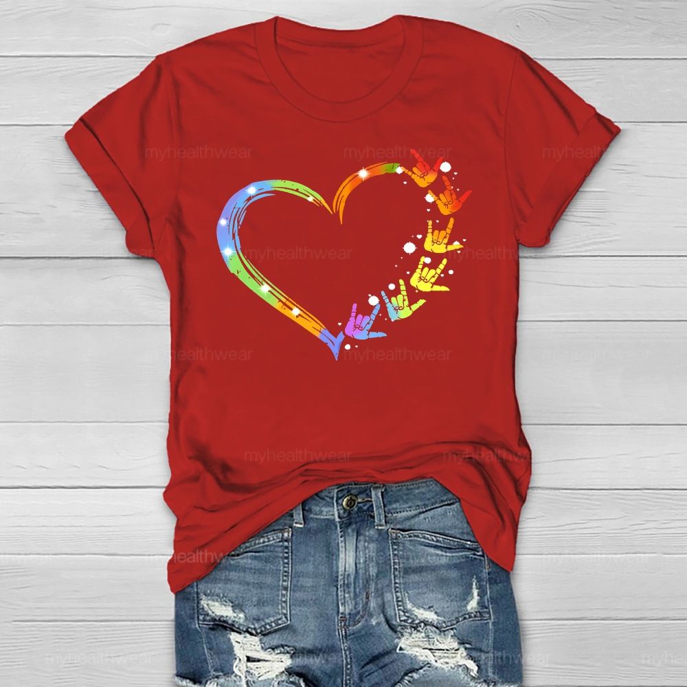 Gesture Colorful Heart Healthwear T-shirt