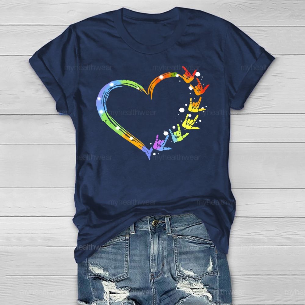 Gesture Colorful Heart Healthwear T-shirt