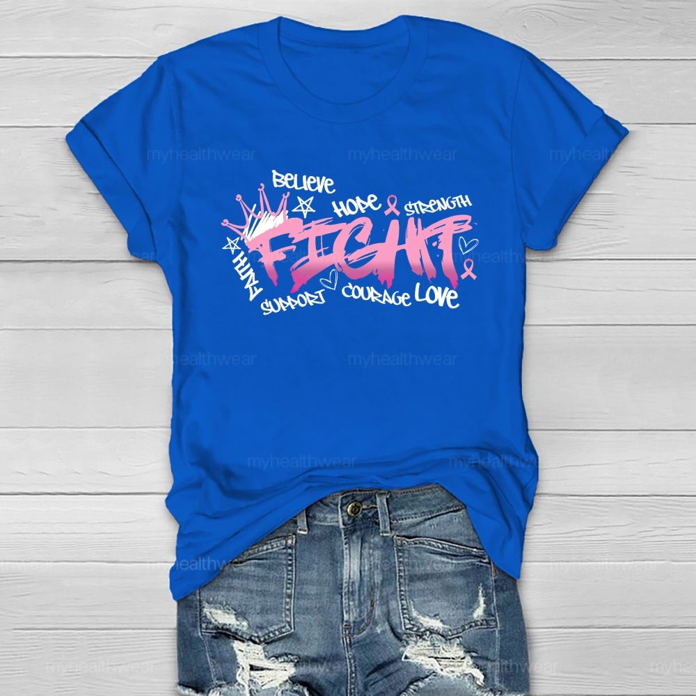 Fight Believe Hope Pink Ribbon Healthwear T-shirt