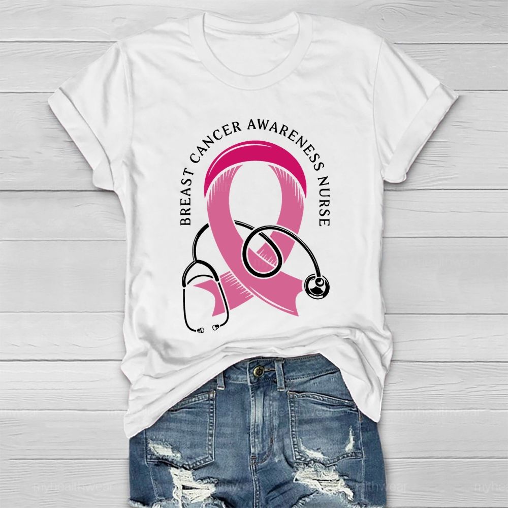 Breast Cancer Awareness Nurse Healthwear T-shirt