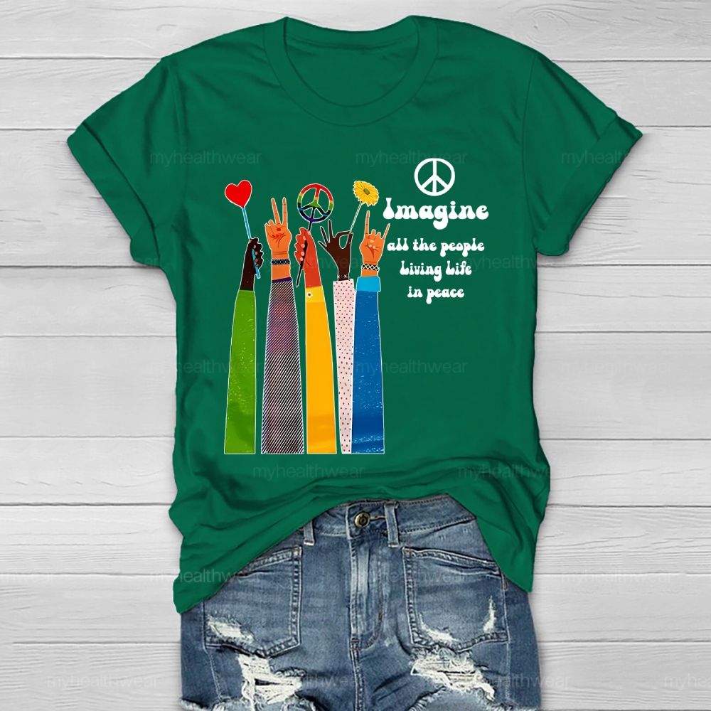 Imagine All The People Living Life In Peace Healthwear T-shirt