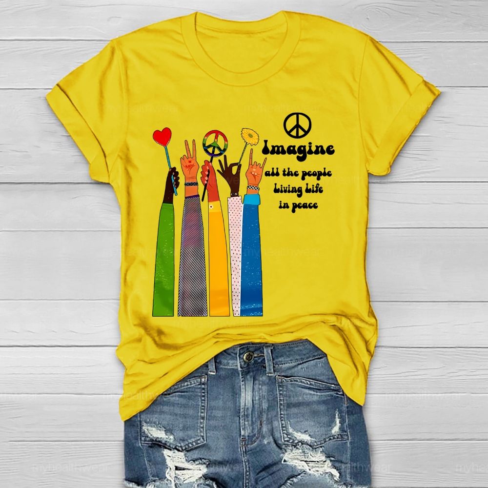Imagine All The People Living Life In Peace Healthwear T-shirt