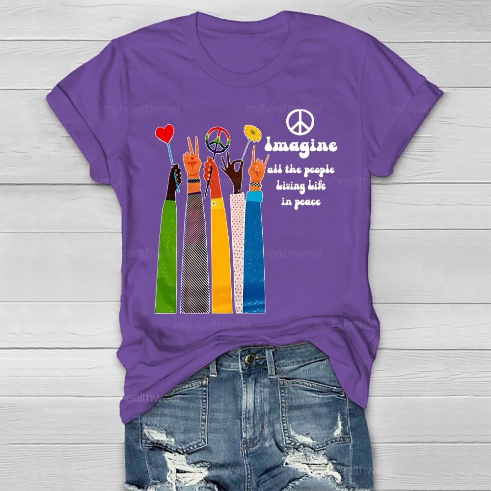 Imagine All The People Living Life In Peace Healthwear T-shirt