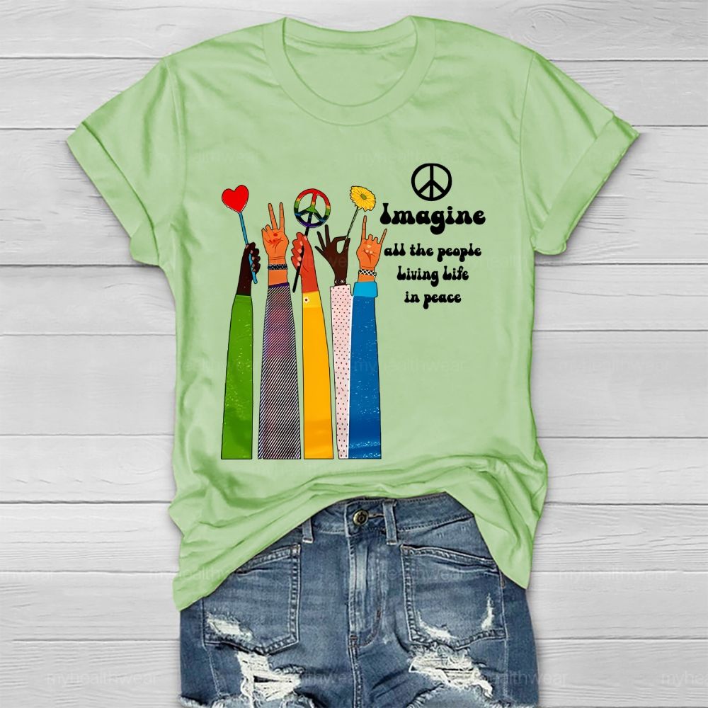 Imagine All The People Living Life In Peace Healthwear T-shirt