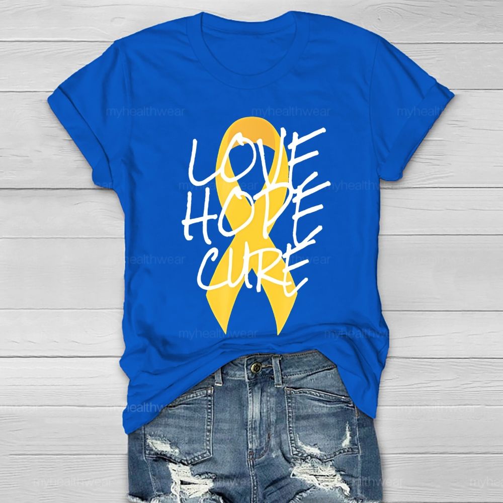 Love Hope Cure Gold Ribbon Healthwear T-shirt