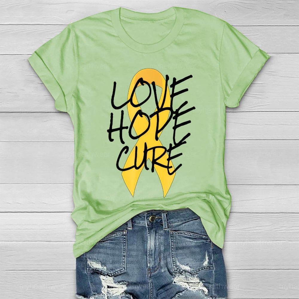Love Hope Cure Gold Ribbon Healthwear T-shirt