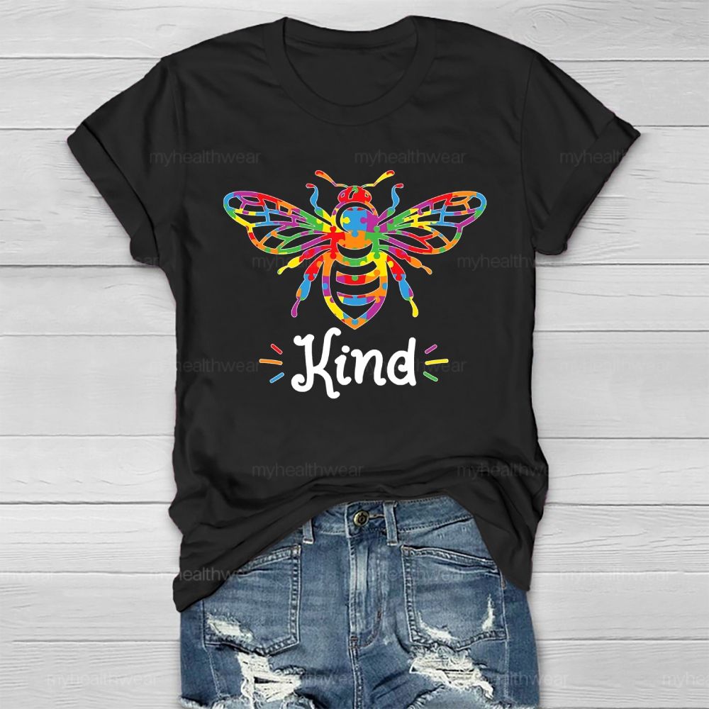 Bee Kind Colorful Letters Healthwear T-shirt