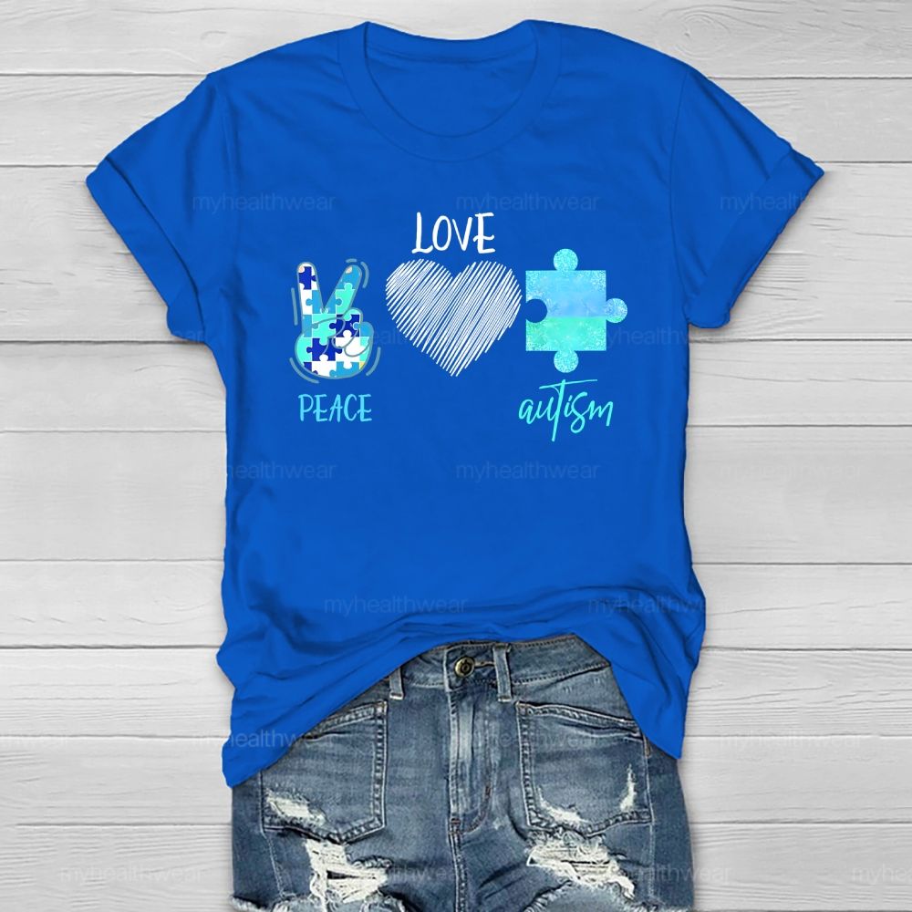 Peace Love Autism Healthwear T-shirt