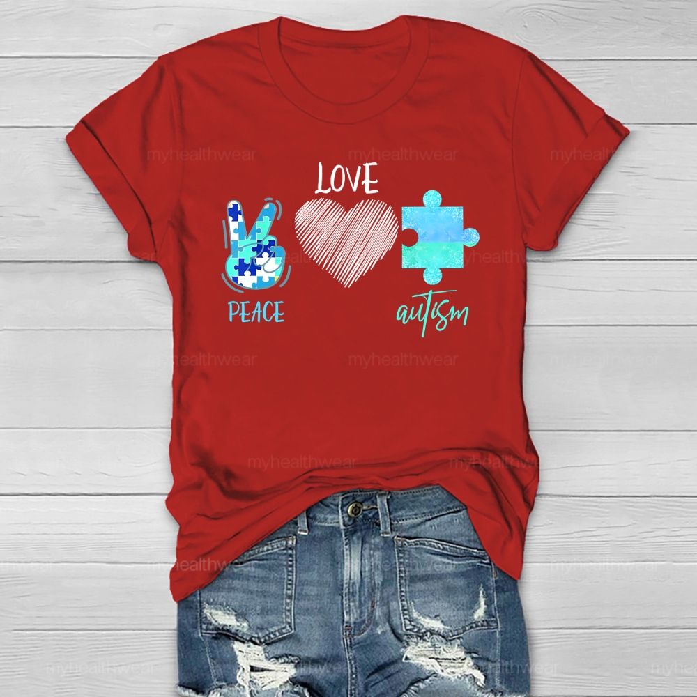 Peace Love Autism Healthwear T-shirt