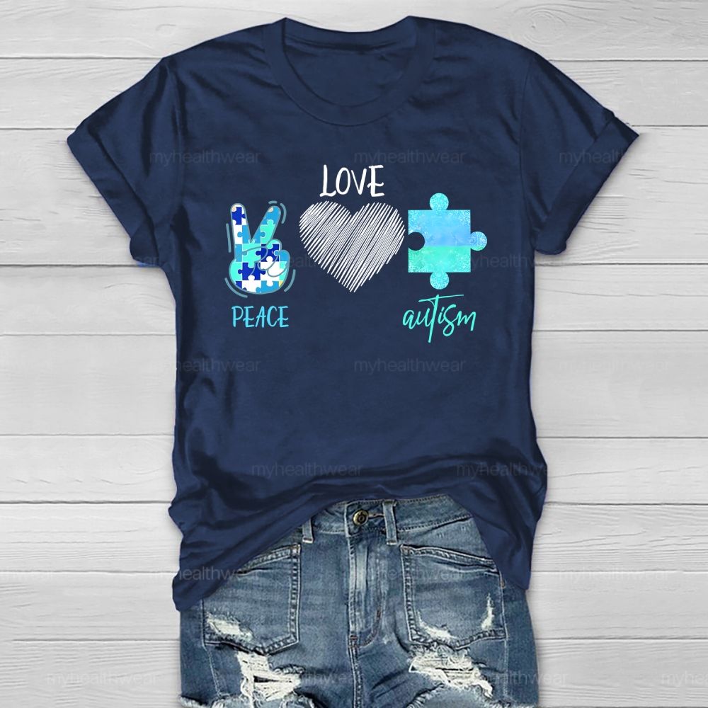 Peace Love Autism Healthwear T-shirt