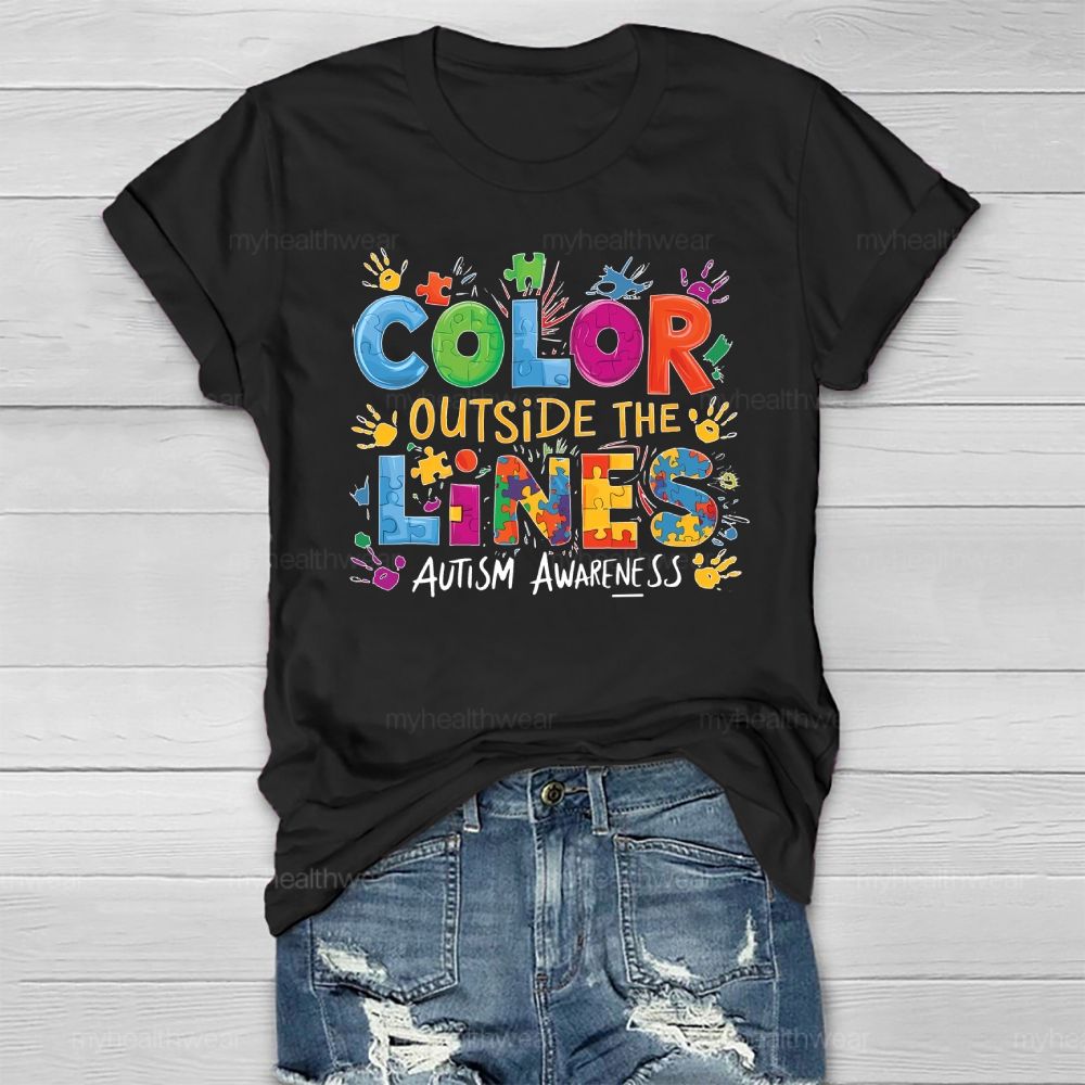 Color Outside The Lines Autism Awareness Healthwear T-shirt