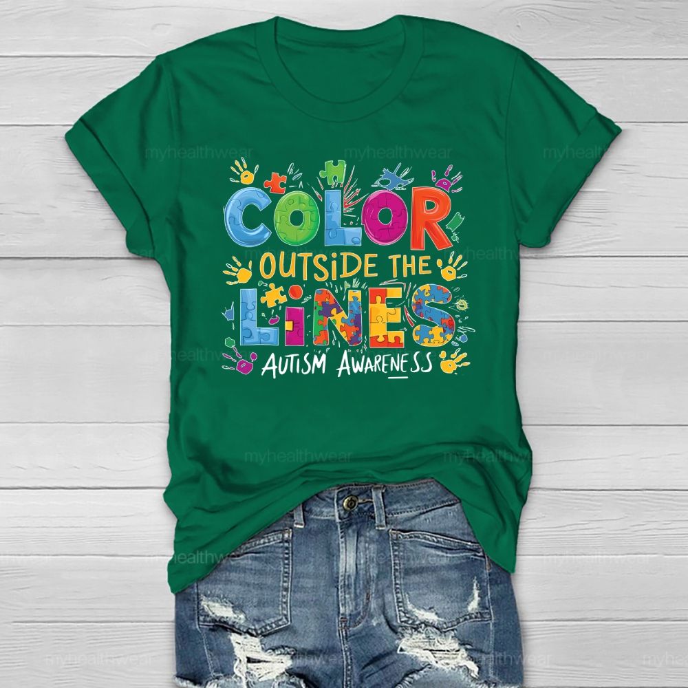 Color Outside The Lines Autism Awareness Healthwear T-shirt