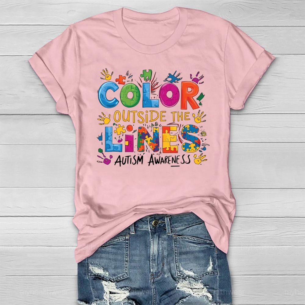 Color Outside The Lines Autism Awareness Healthwear T-shirt