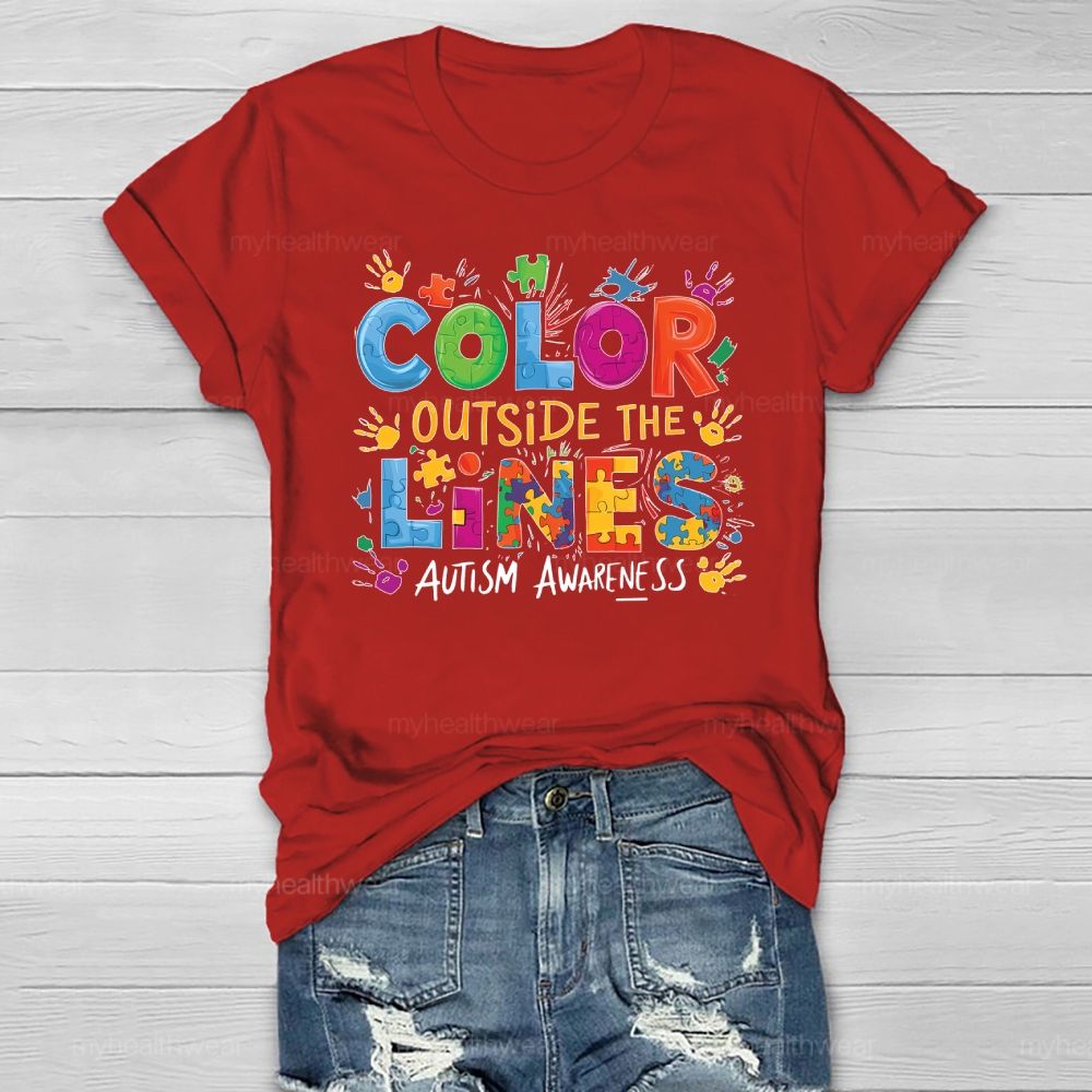 Color Outside The Lines Autism Awareness Healthwear T-shirt
