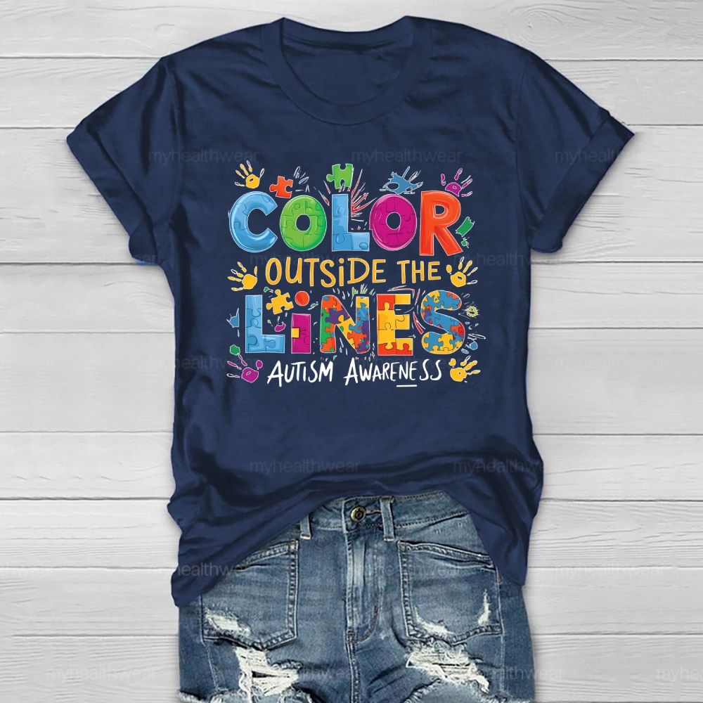 Color Outside The Lines Autism Awareness Healthwear T-shirt