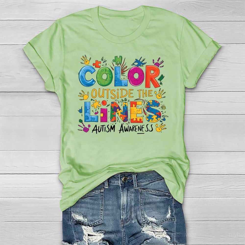 Color Outside The Lines Autism Awareness Healthwear T-shirt