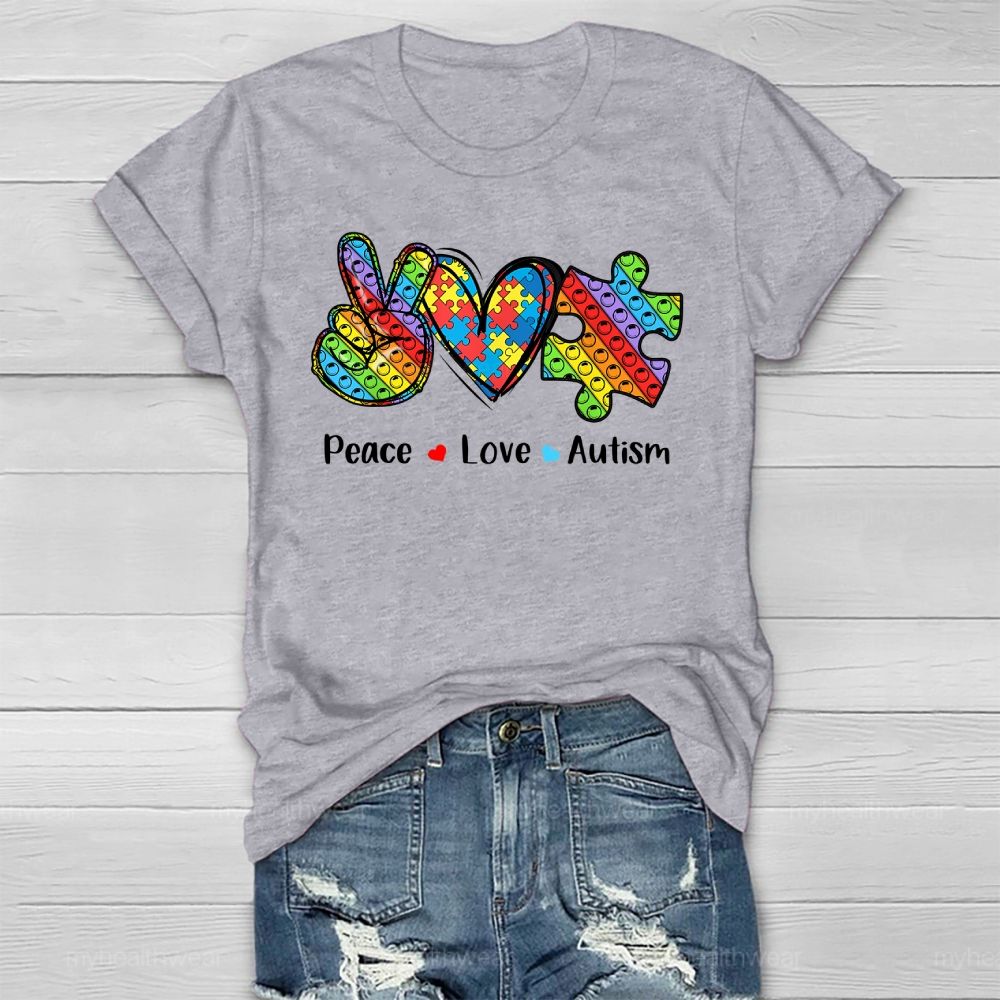 Peace Love Autism Awareness Healthwear T-shirt