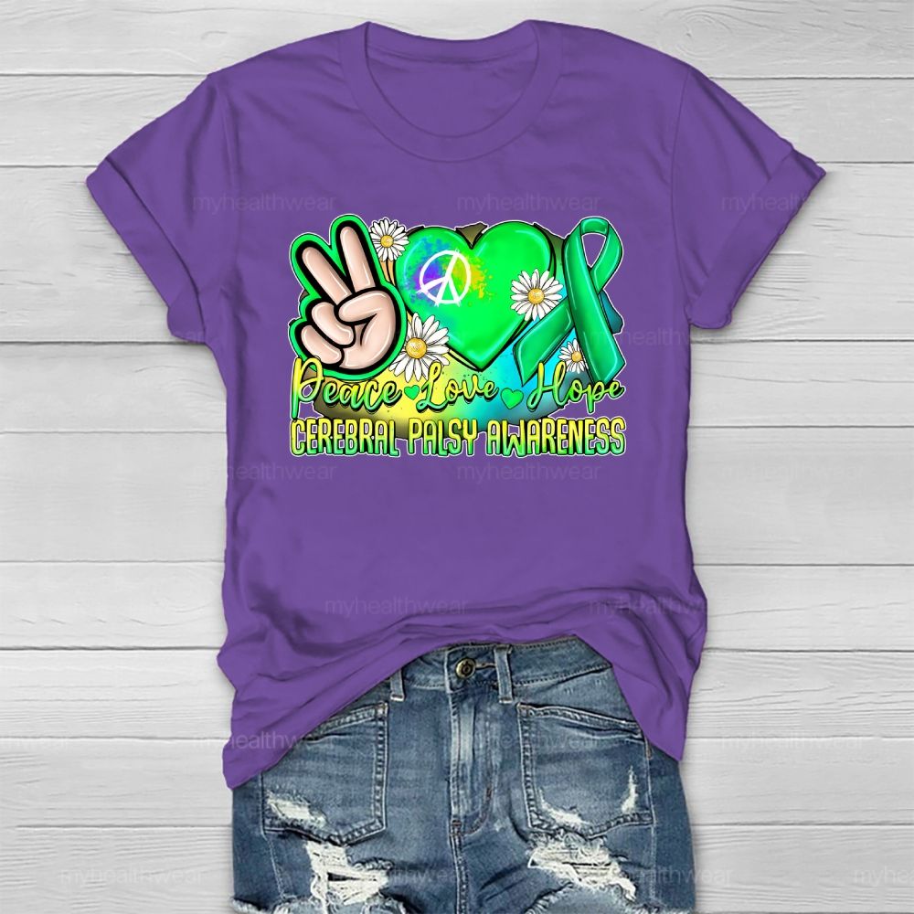 Peace Love Hope Cerebral Palsy Awareness Healthwear T-shirt