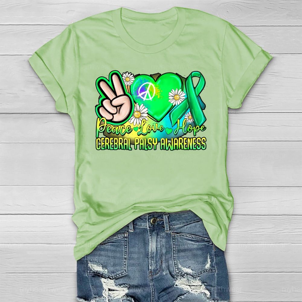 Peace Love Hope Cerebral Palsy Awareness Healthwear T-shirt