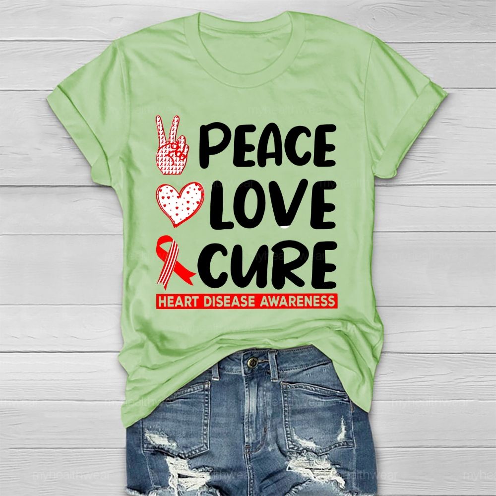 Peace Love Cure Heart Disease Awareness Healthwear T-shirt