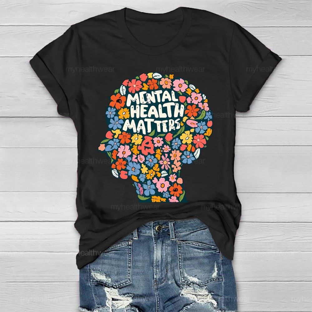 Mental Health Matters Flower Brain Healthwear T-shirt