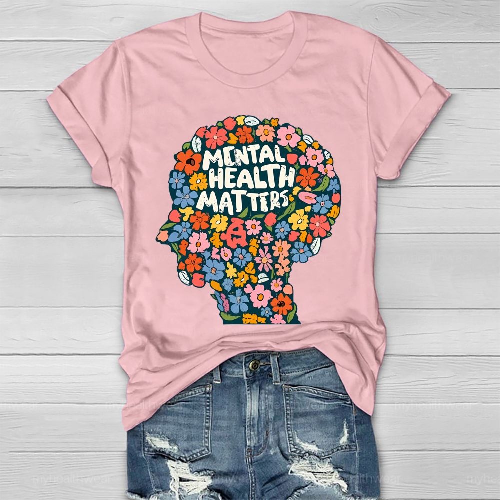 Mental Health Matters Flower Brain Healthwear T-shirt