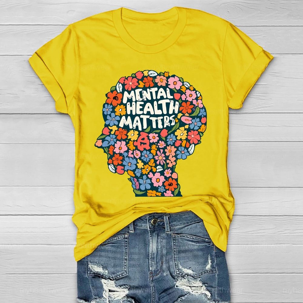 Mental Health Matters Flower Brain Healthwear T-shirt