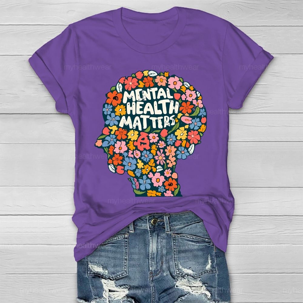 Mental Health Matters Flower Brain Healthwear T-shirt