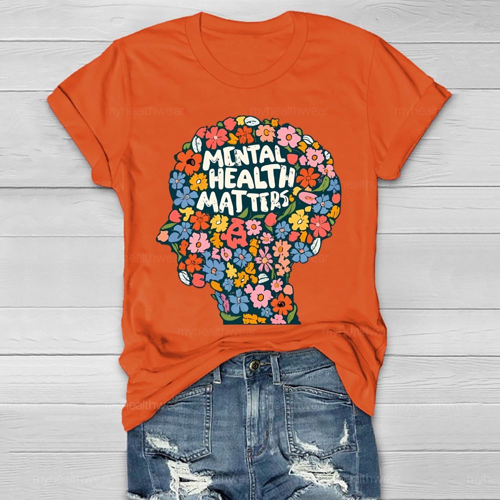 Mental Health Matters Flower Brain Healthwear T-shirt