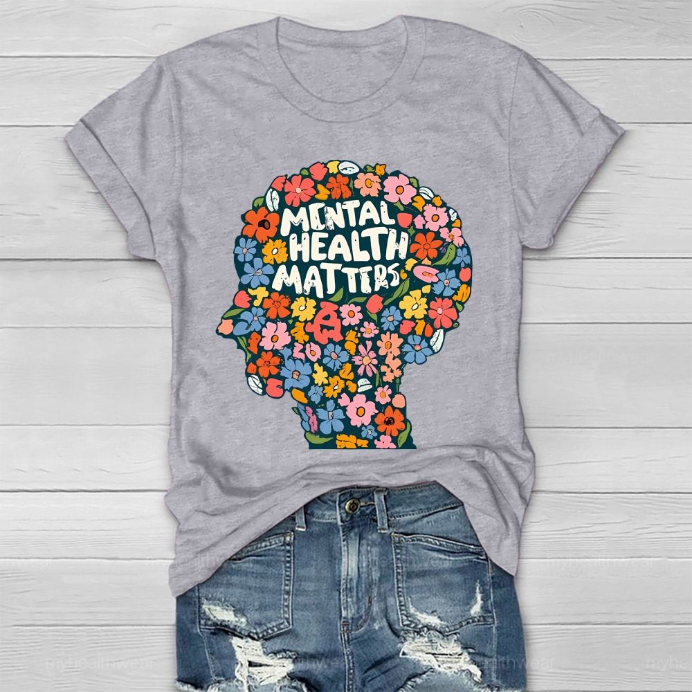 Mental Health Matters Flower Brain Healthwear T-shirt