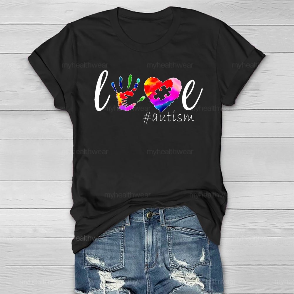 Love Autism Handprint Healthwear T-shirt