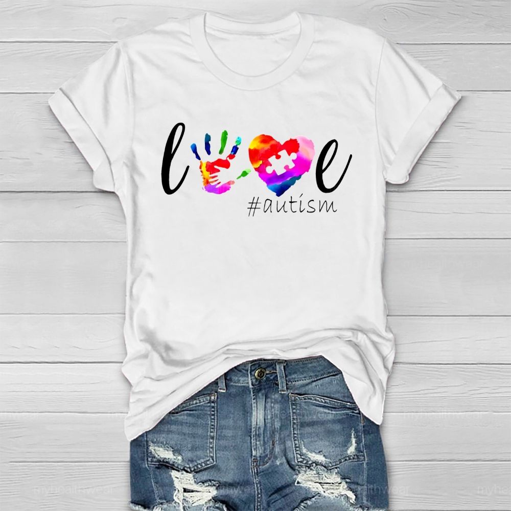 Love Autism Handprint Healthwear T-shirt