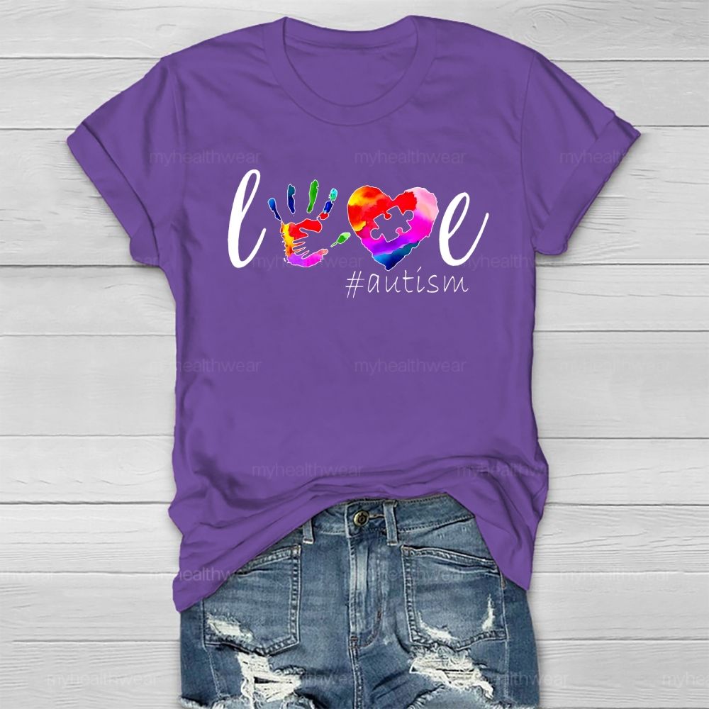 Love Autism Handprint Healthwear T-shirt