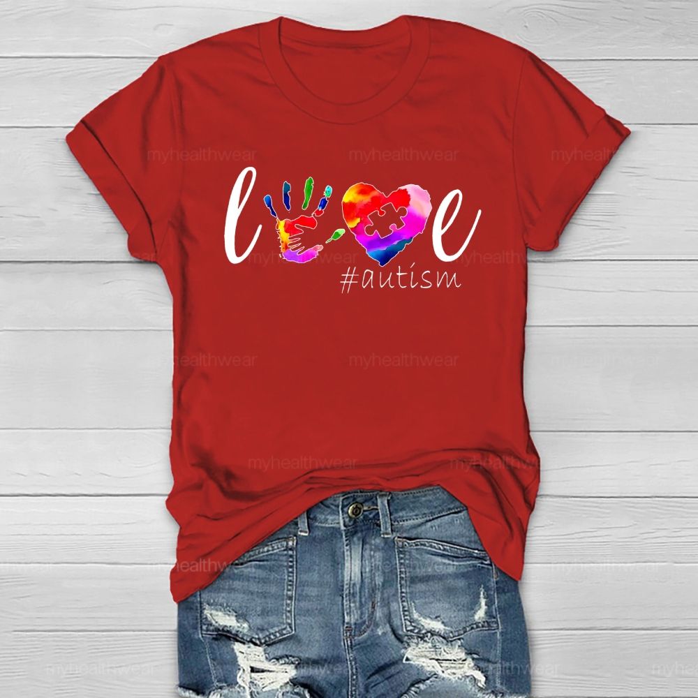 Love Autism Handprint Healthwear T-shirt