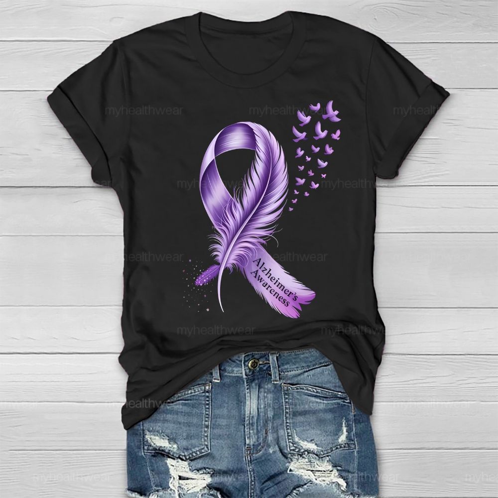 Alzheimer's Awareness Feather Healthwear T-shirt