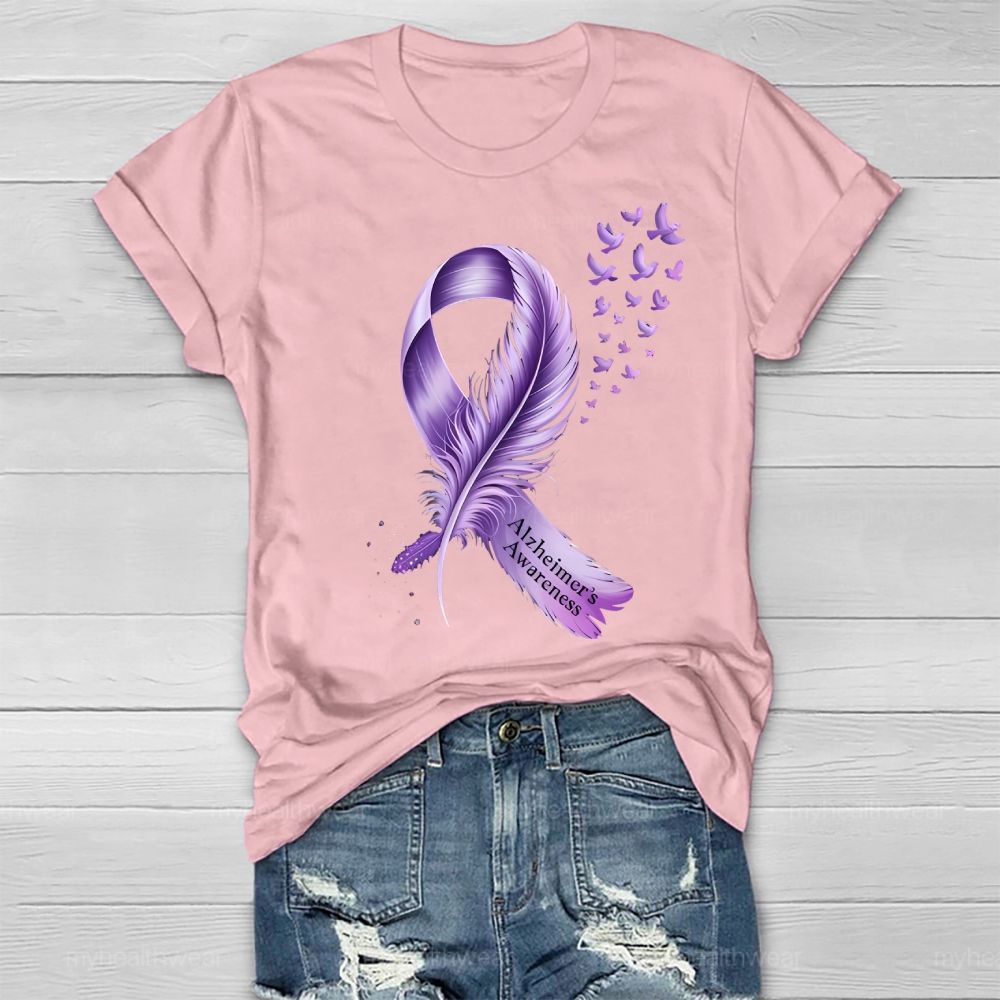 Alzheimer's Awareness Feather Healthwear T-shirt