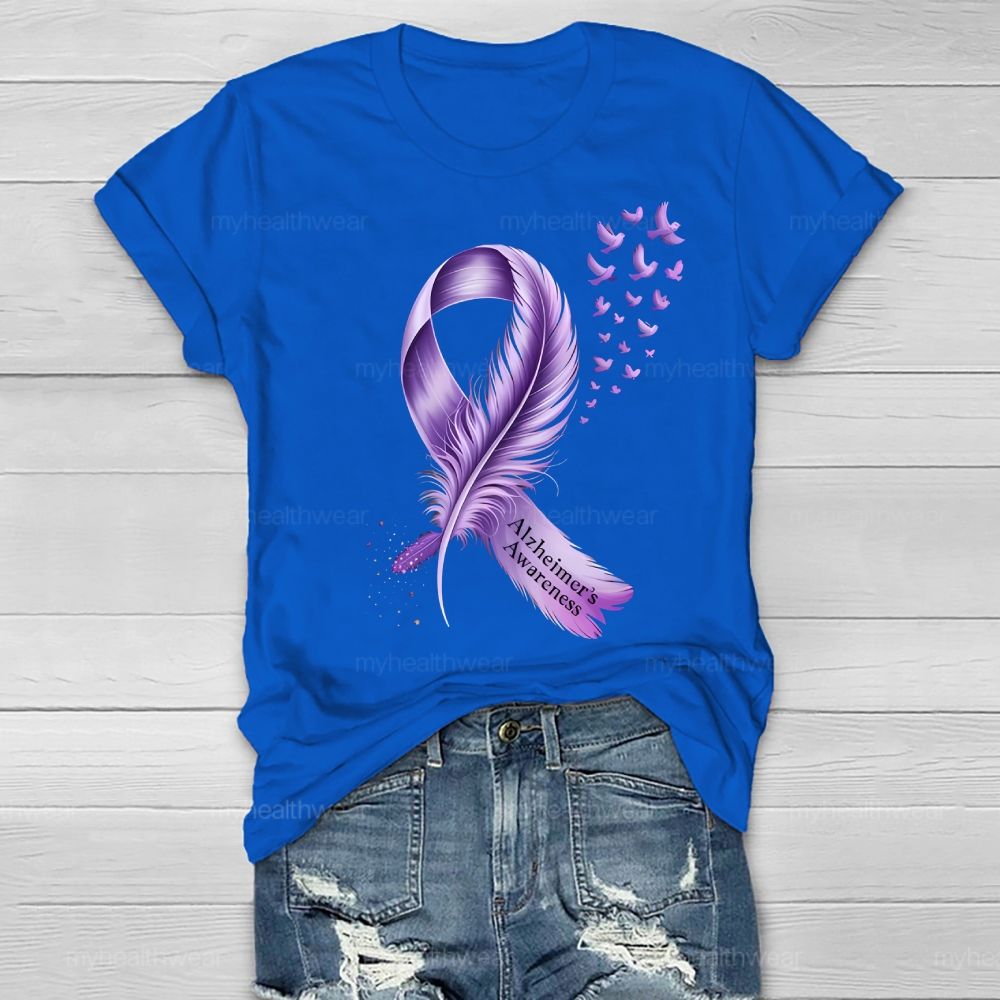 Alzheimer's Awareness Feather Healthwear T-shirt
