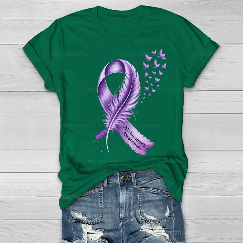Alzheimer's Awareness Feather Healthwear T-shirt