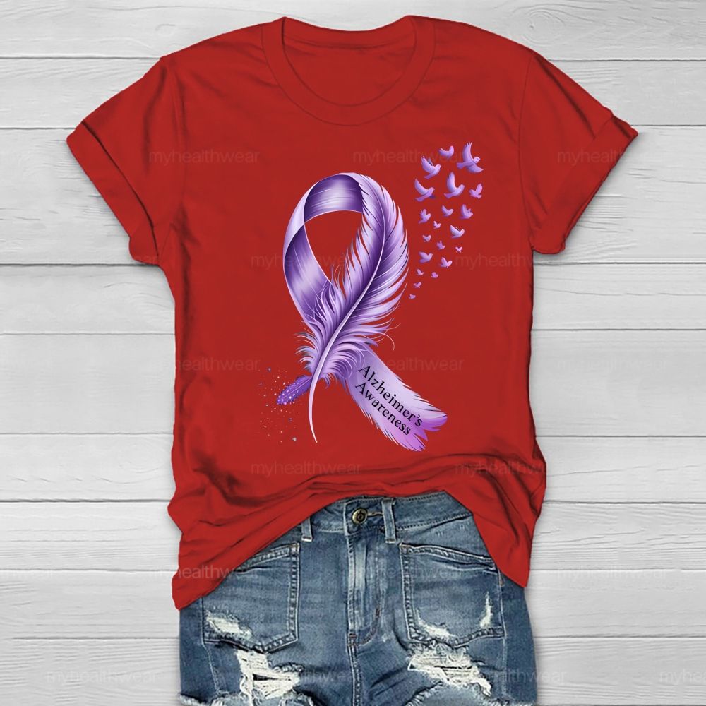 Alzheimer's Awareness Feather Healthwear T-shirt