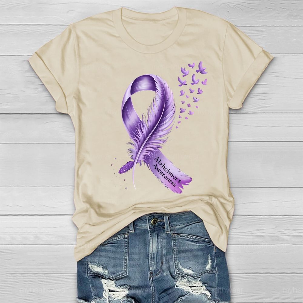 Alzheimer's Awareness Feather Healthwear T-shirt