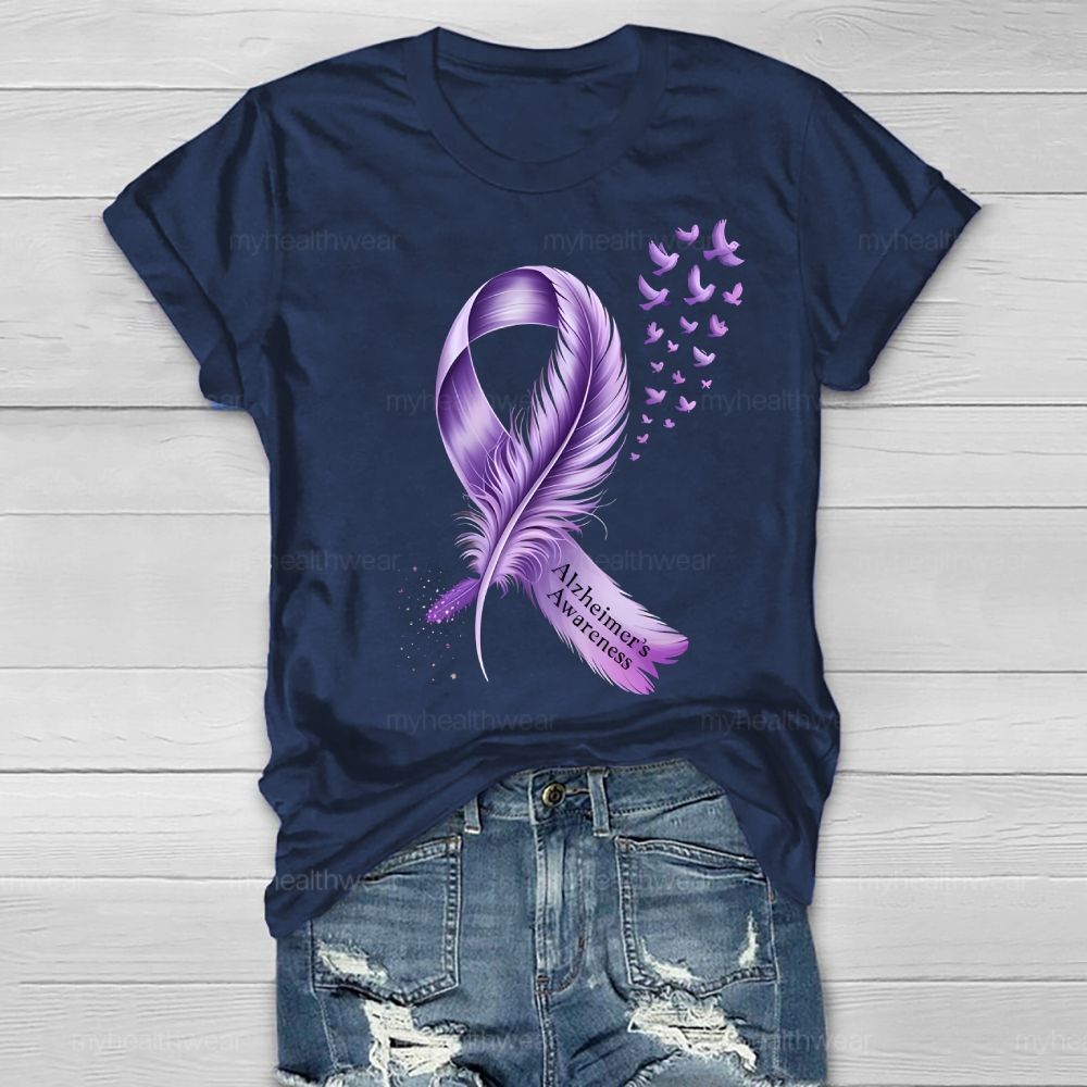 Alzheimer's Awareness Feather Healthwear T-shirt