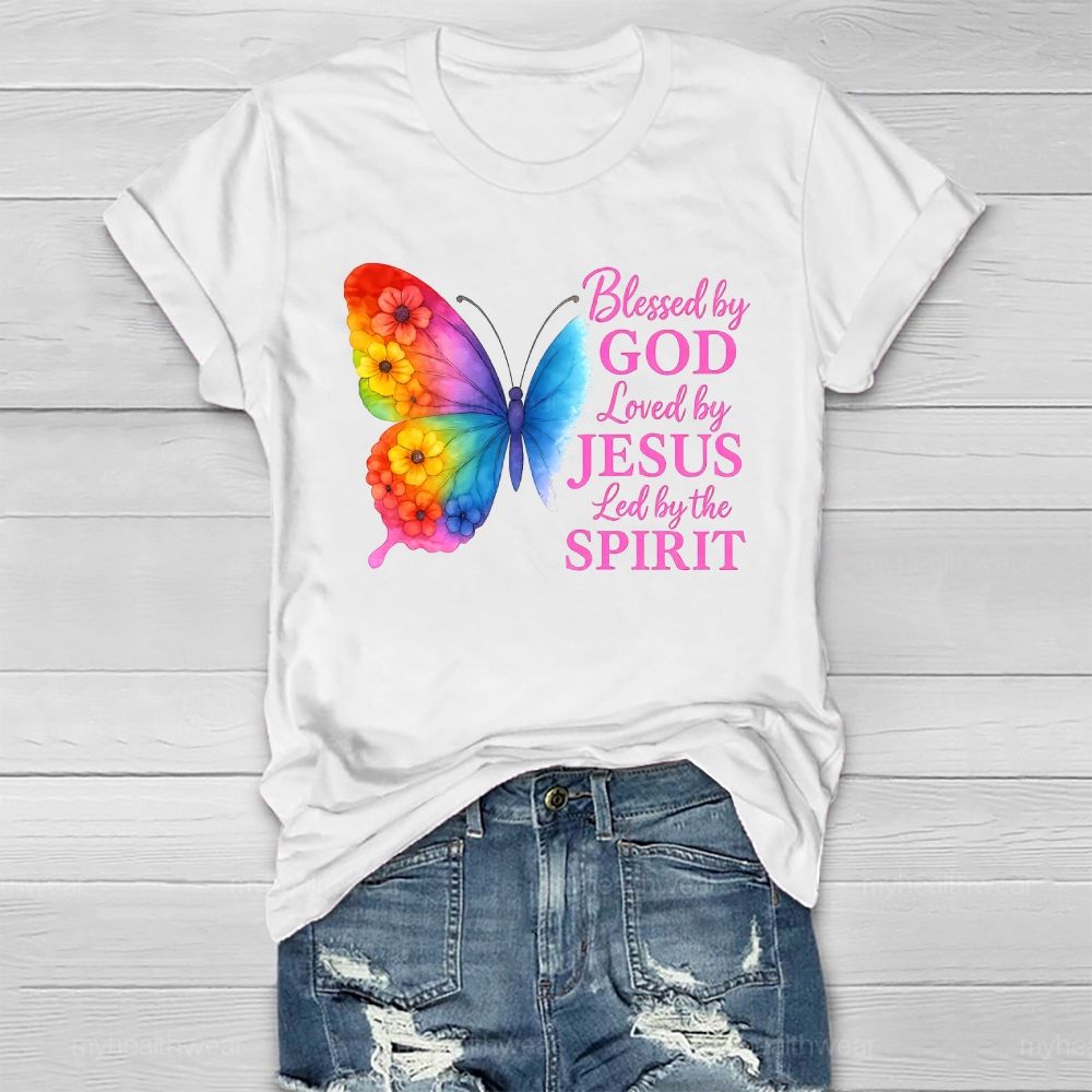 Blessed By God Loved By Jesus Led By The Spirit Healthwear T-shirt