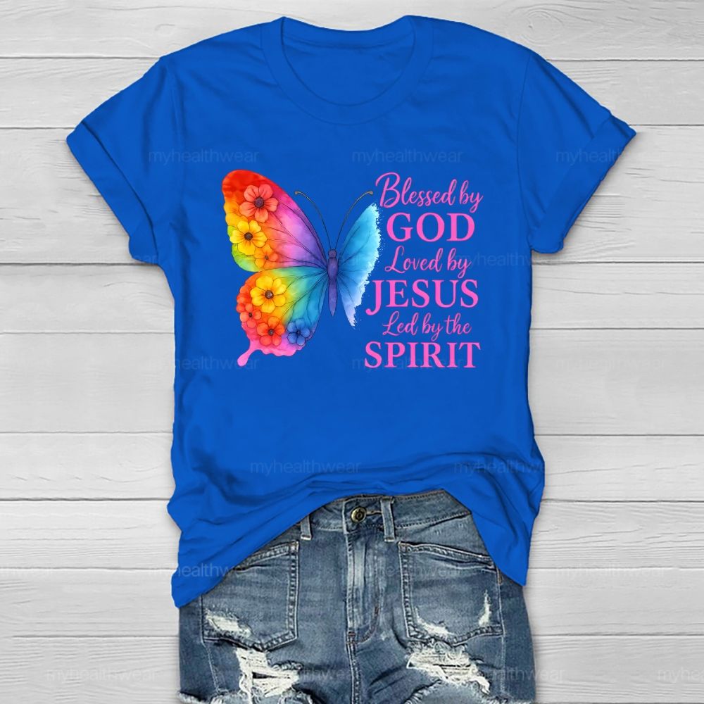 Blessed By God Loved By Jesus Led By The Spirit Healthwear T-shirt