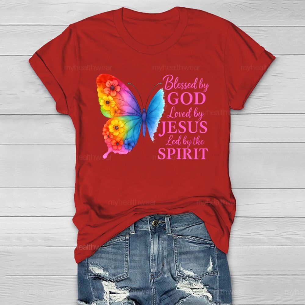 Blessed By God Loved By Jesus Led By The Spirit Healthwear T-shirt